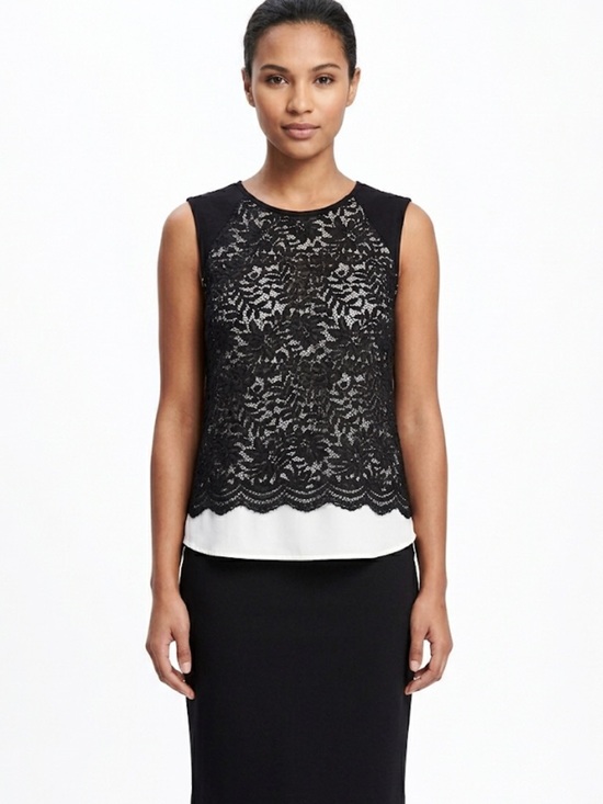 Ricki's Tops - Ricki’s Black Lace Overlay Blouse | High-Low Layered Cap Sleeve Top Size XS‎